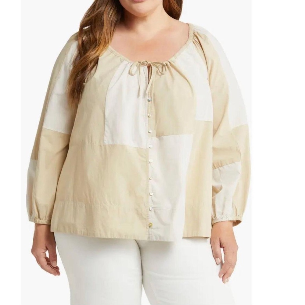 Madewell Patchwork Tie Peasant Top